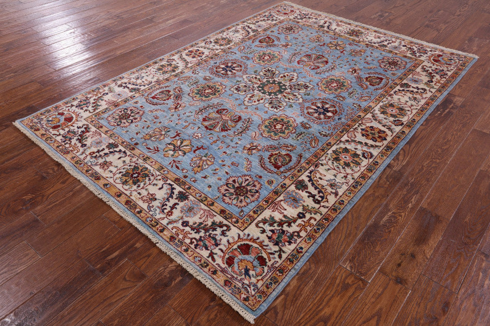 5' 6" X 8' 0" Persian Tabriz Hand Knotted Wool Rug Q7554
