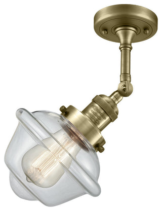Small Oxford Semi-Flush Mount, Antique Brass, Glass: Clear