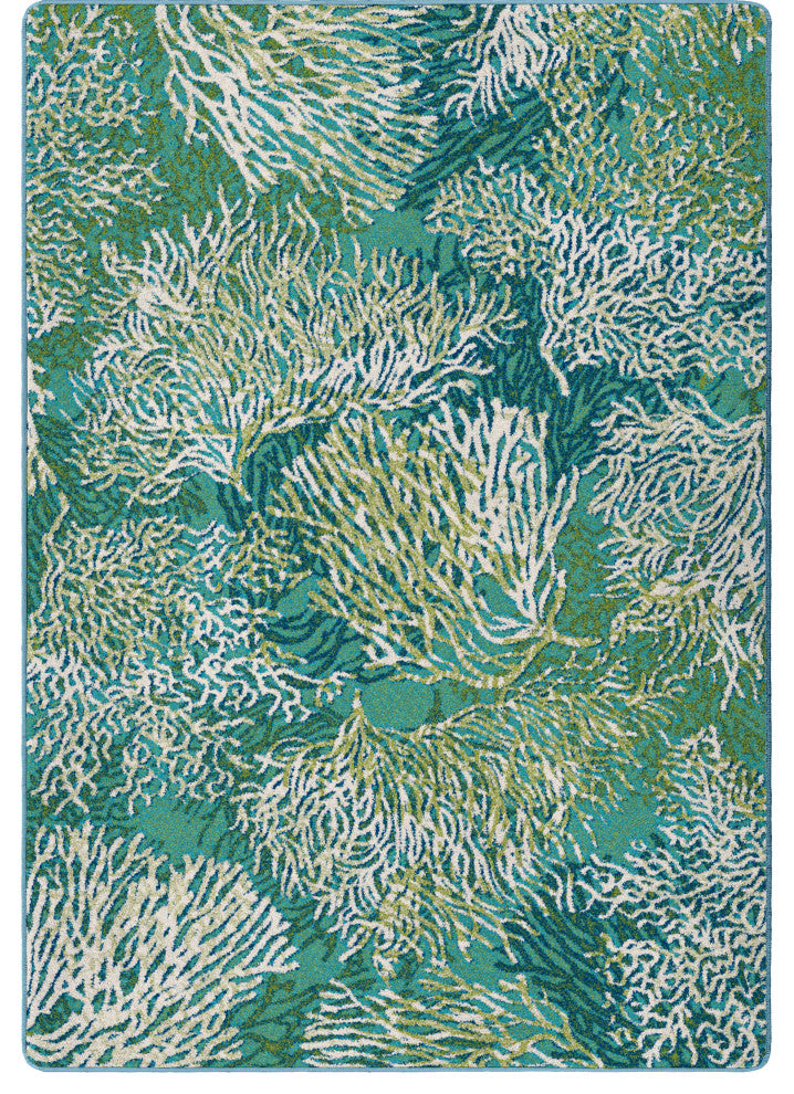 Oceanic Blooms, Aqua, 5'x8'