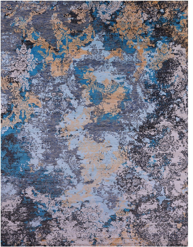 Handmade Wool & Silk Modern Rug 9' 0" X 12' 1" - Q15549