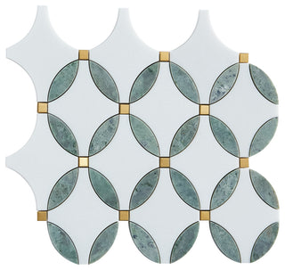 10 Pieces - Waterjet Marble and Metal Wall Mosaic Tile