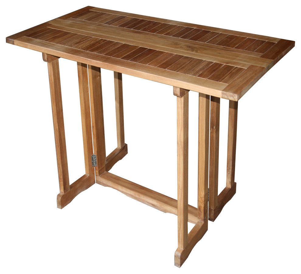 Teak Wood Hatteras Rectangular Folding Outdoor Patio Bar Table, 55"x28"