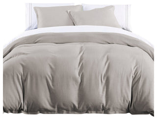 Hera Washed Linen Flange Comforter Set, 3 Piece, Taupe, Queen