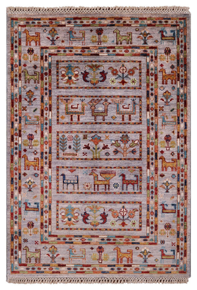 Tribal Persian Gabbeh Handmade Rug 2' 8" X 3' 9" Q8391
