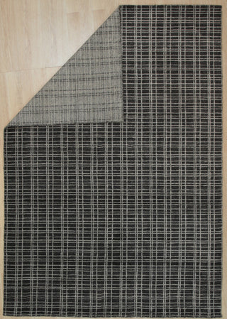 Handmade Wool and Viscose Charcoal Geometric Loom Check Rug, 8x9'9