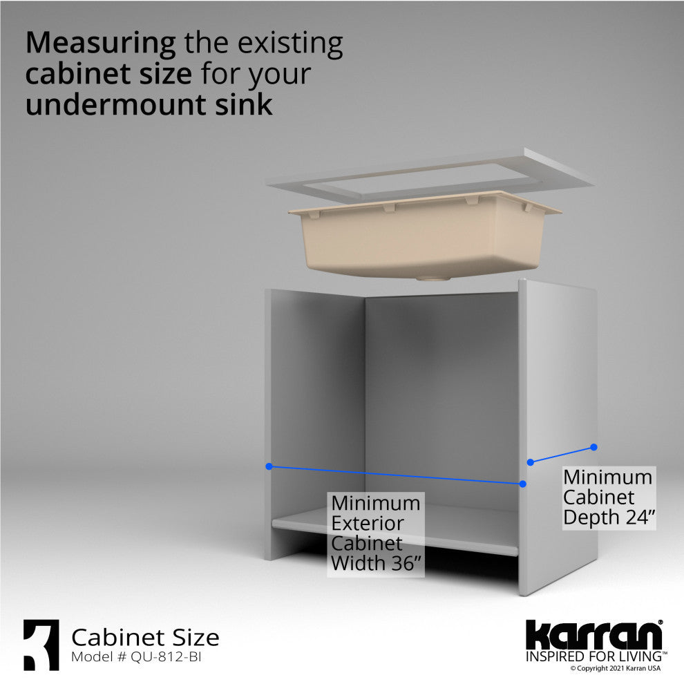Karran QU-812 Undermount 32.5" Single Bowl Quartz Kitchen Sink, Bisque