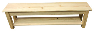 Pine Wood Storage Bench With Shelf, 60"