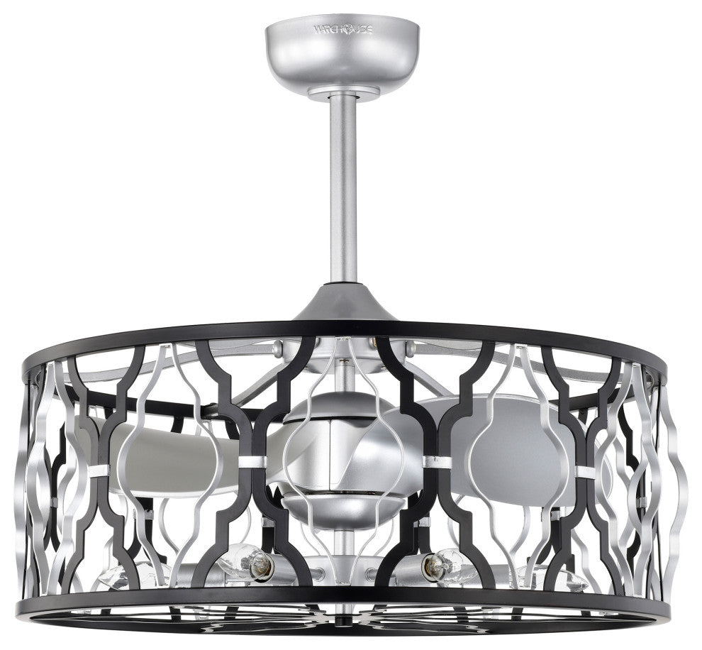 Netanel 24.4 in. Indoor Silver Finish Ceiling Fan with Light Kit and Remote
