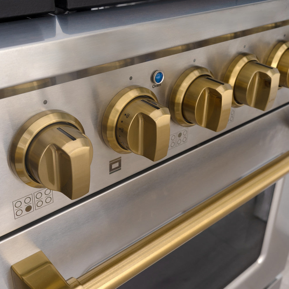 48" Slide-in Freestanding Gas Range & 6.7 Cu. Ft. Oven,8 Burners.Stainless Steel, Stainless Steel & Gold, 48"