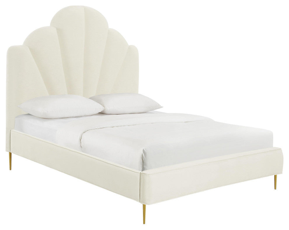 Bianca Cream Velvet Bed in Queen