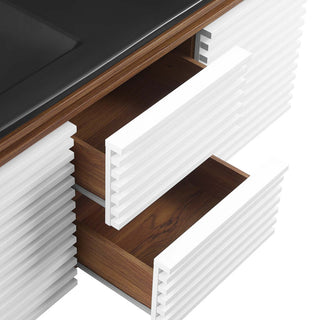 Render 48" Wall-Mount Bathroom Vanity, White Walnut Black