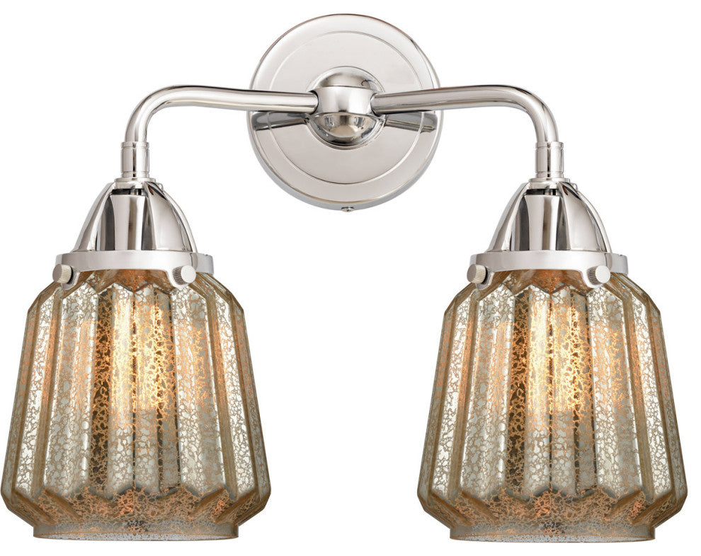 288-2W-PC-G146 Chatham 2 Light 14" Bath Vanity Light, Polished Chrome