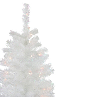 4'x23.5" Pre-Lit Slim White Artificial Tinsel Christmas Tree, Clear Lights
