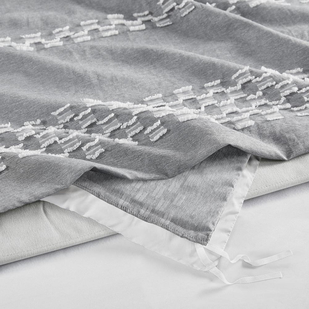 3 Piece Clipped Jacquard Duvet Cover Set