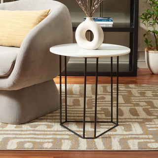 Safavieh Eloblaire Round Accent Table, White Marble/Black
