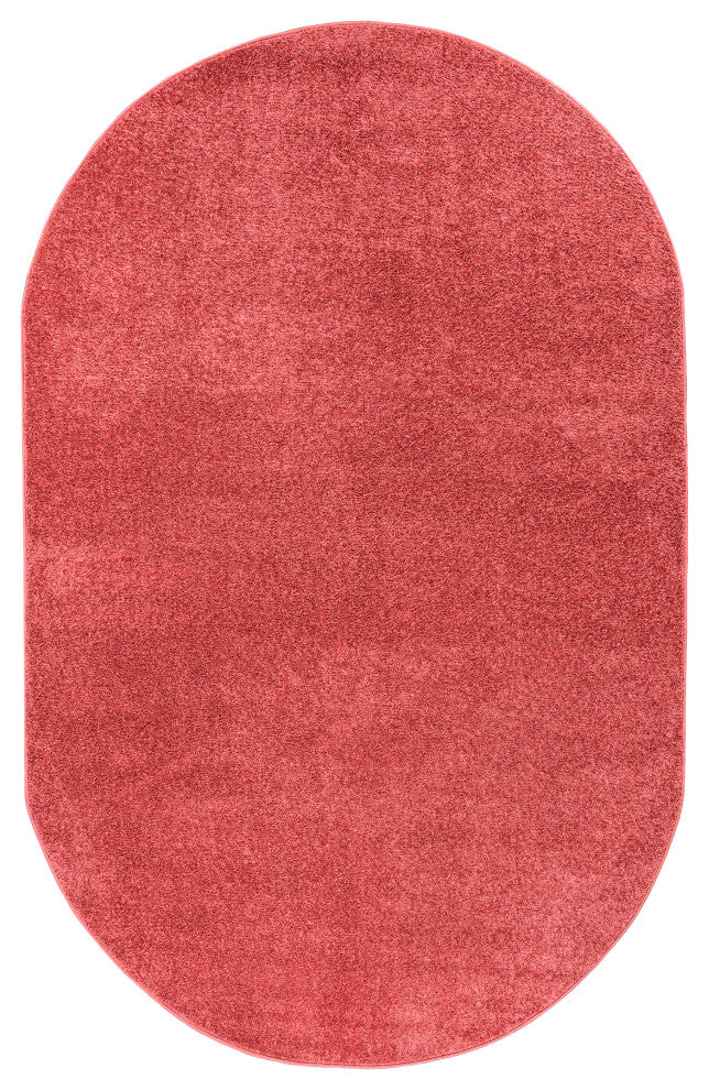 Haze Solid Low-Pile Red 4 ft. x 6 ft. Oval Area Rug