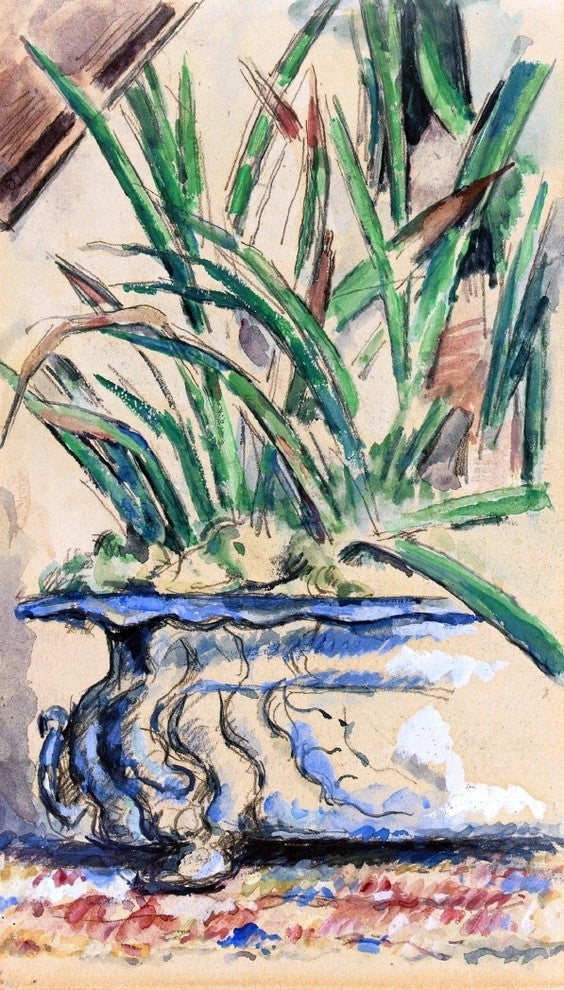 Paul Cezanne Blue Flowerpot, 15"x30" Wall Decal Print