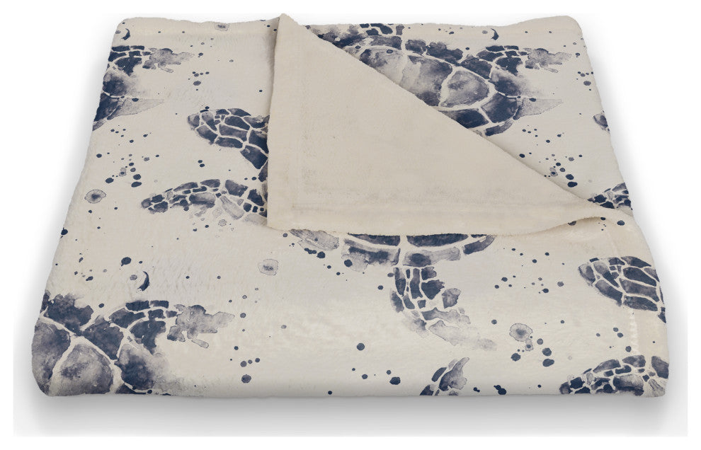 Splatter Sea Turtle 50x60 Throw Blanket, Navy