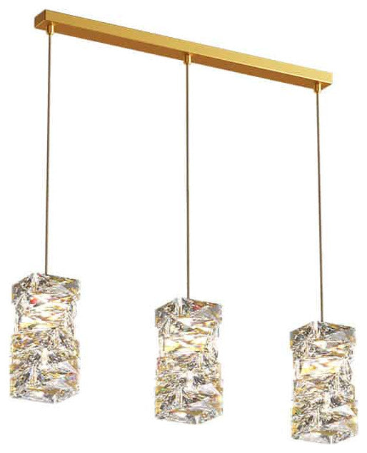 MIRODEMIÂ® Mioglia | Art Deco Copper LED Crystal Pendant Lamp, Style B