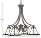 Zilo, 4 Light, Chandelier, Graphite Finish, 7" Pearl and Black Flair Art Glass
