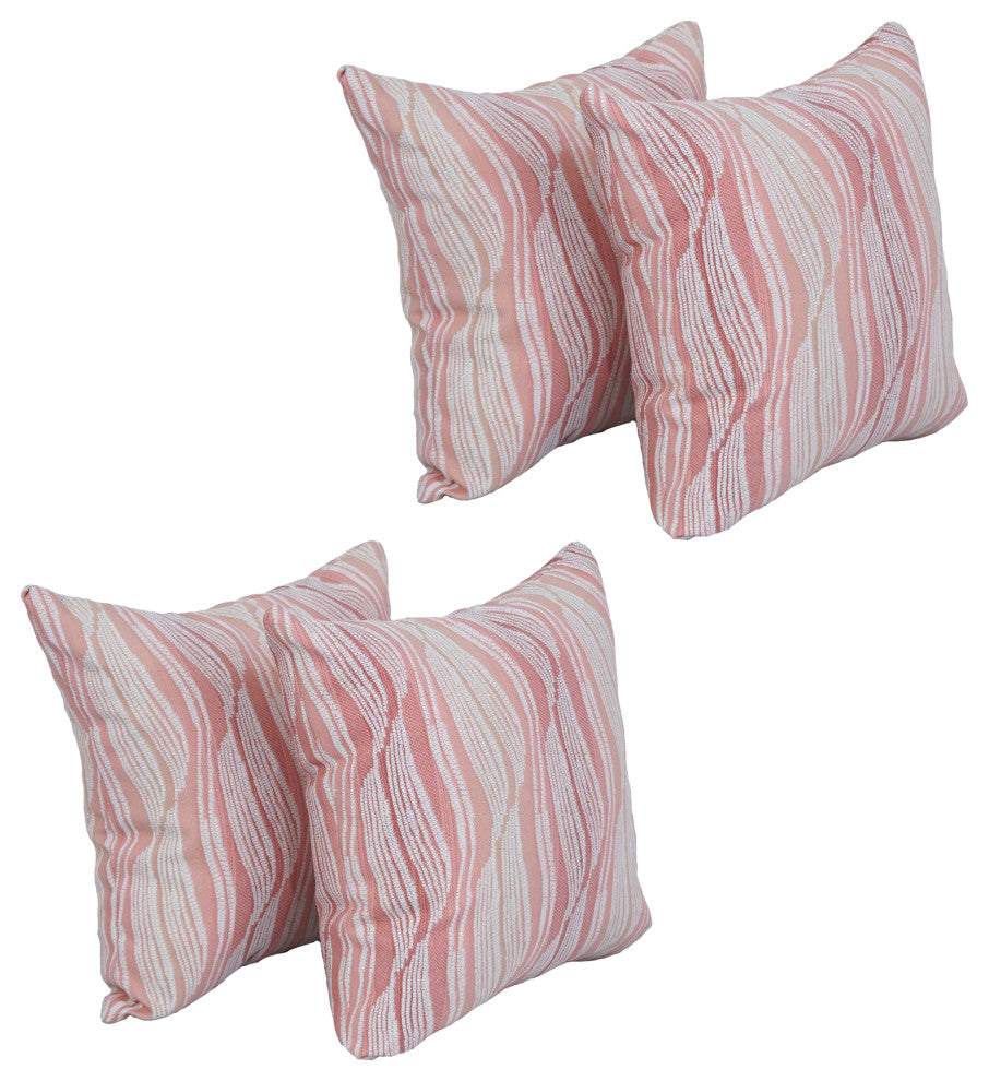 17" Jacquard Throw Pillows With Inserts, Set of 4, Clove Blush