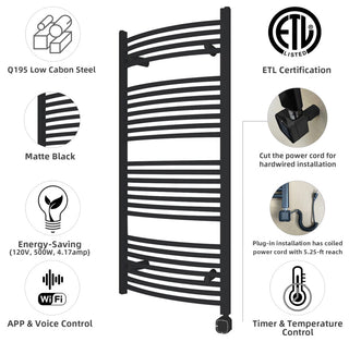 HEATGENE Smart Towel Warmer With Timer and Temperature Control, Matt Black