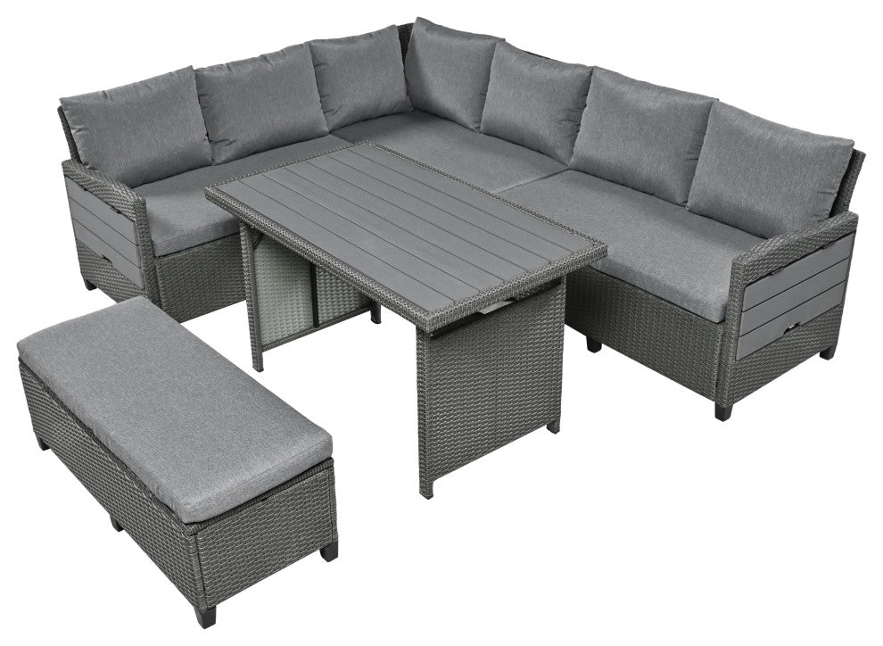 5-Piece Outdoor Wicker Patio Sofa Set, Grey