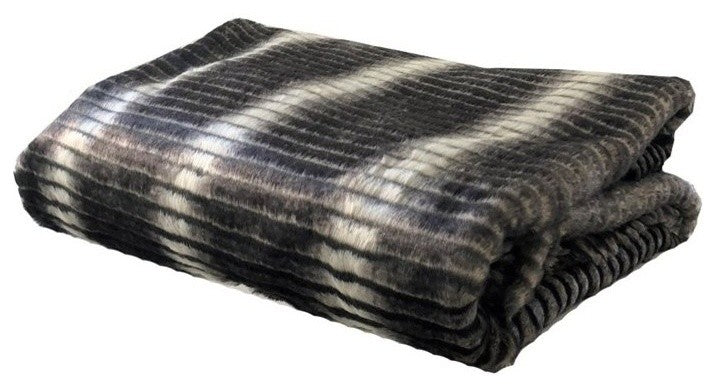 Plutus Gray and Taupe Faux Fur Luxury Throw