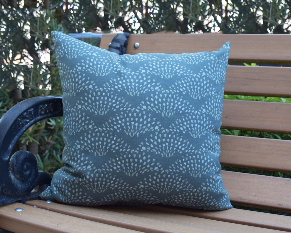 Fan Dance Green Geometric Print Decorative Outdoor Throw Pillow, 20"