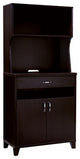 Benzara BM204153 Wooden 2 Door Bakers Cabinet, 3 Open Shelves & 1 Drawer, Brown