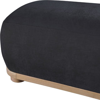 Calum Upholstered Bench, Black, Chenille Fabric, Natural Finish