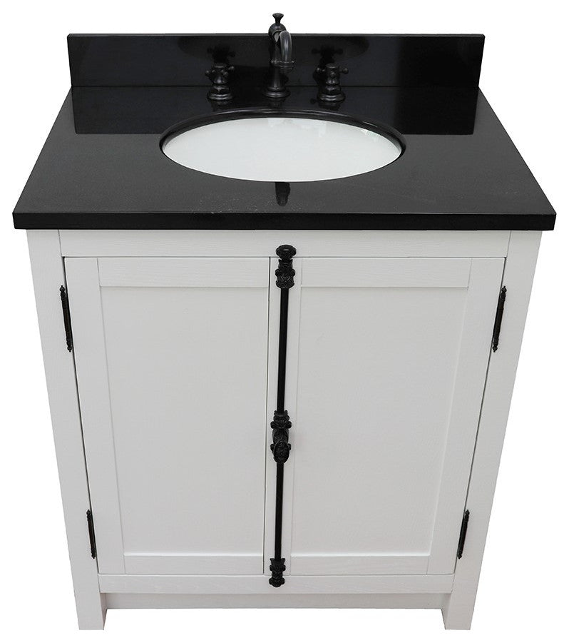 30" Single Vanity, Glacier Ash, Black Galaxy Top, Oval Sink