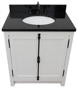 30" Single Vanity, Glacier Ash, Black Galaxy Top, Oval Sink