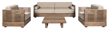Vivid Outdoor Patio 4-Piece Conversation Set Taupe Olefin Cushions