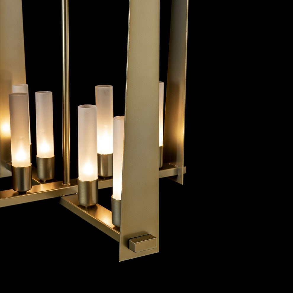 Triomphe 8-Light Pendant Modern Brass Frosted Glass