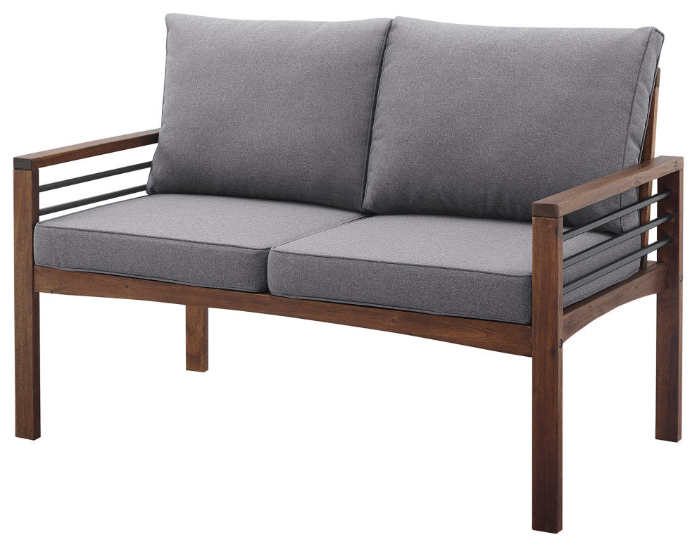Pearson Modern Wood and Metal Outdoor Loveseat