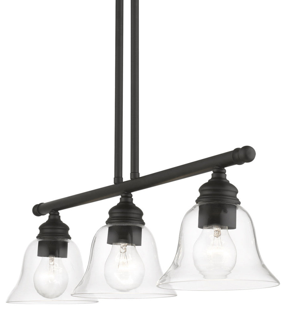 Livex Lighting 46487-04 3 Light Black Linear Chandelier