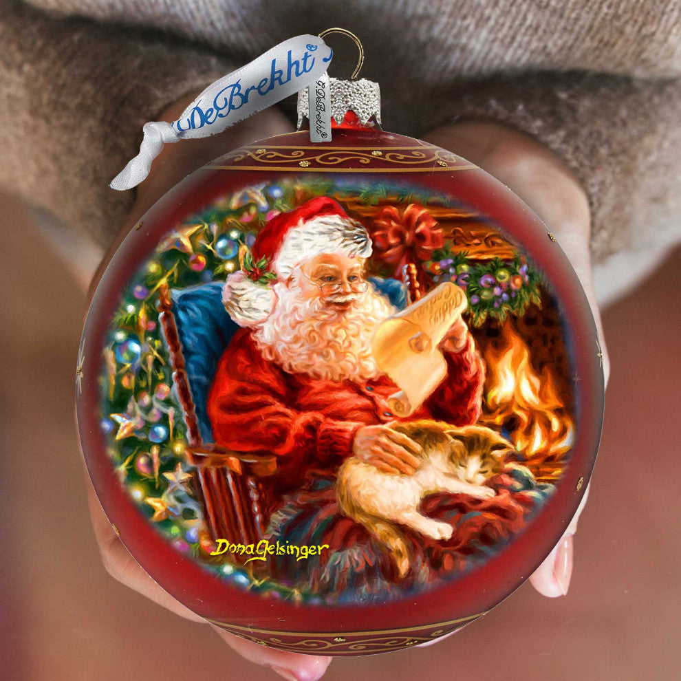 House Warming Santa Lg Glass Ornament, Red