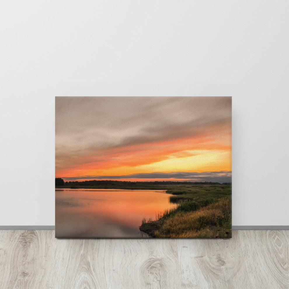 Farmhouse Style Wall Art: Sunset Woodland Marsh  Canvas, 16" X 20"