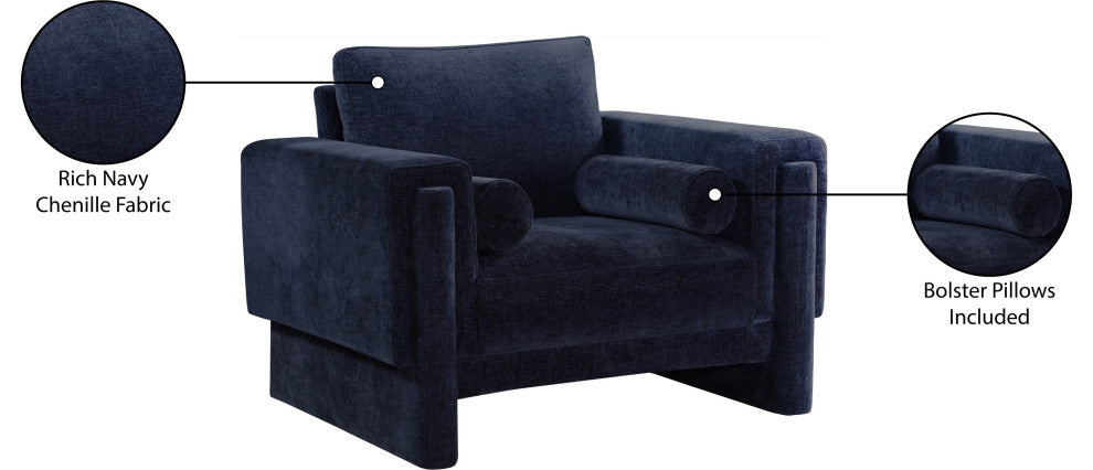 Madeline Chenille Fabric Upholstered Chair, Navy, Chair