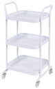 Modern 3-Tier Rolling Kitchen Steel Island Storage Trolley Cart, White