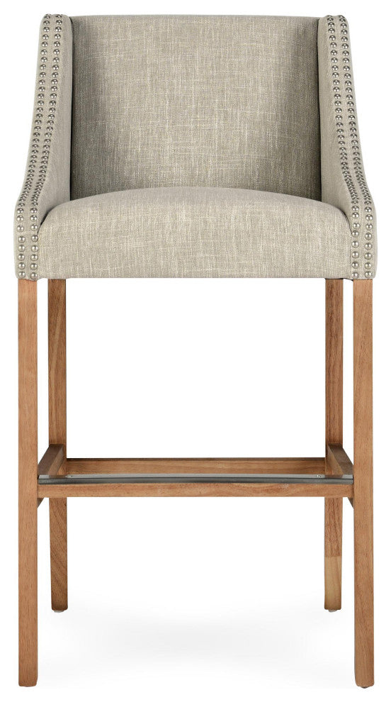 Castaic Stool by Kosas Home, French Beige, Bar Height