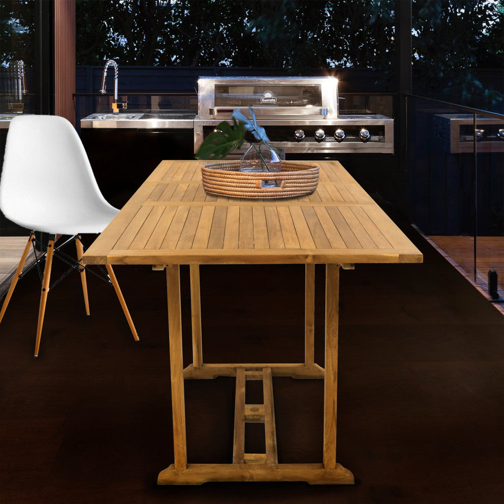 Teak Wood Elzas Rectangular Outdoor Patio Extension Bar Table