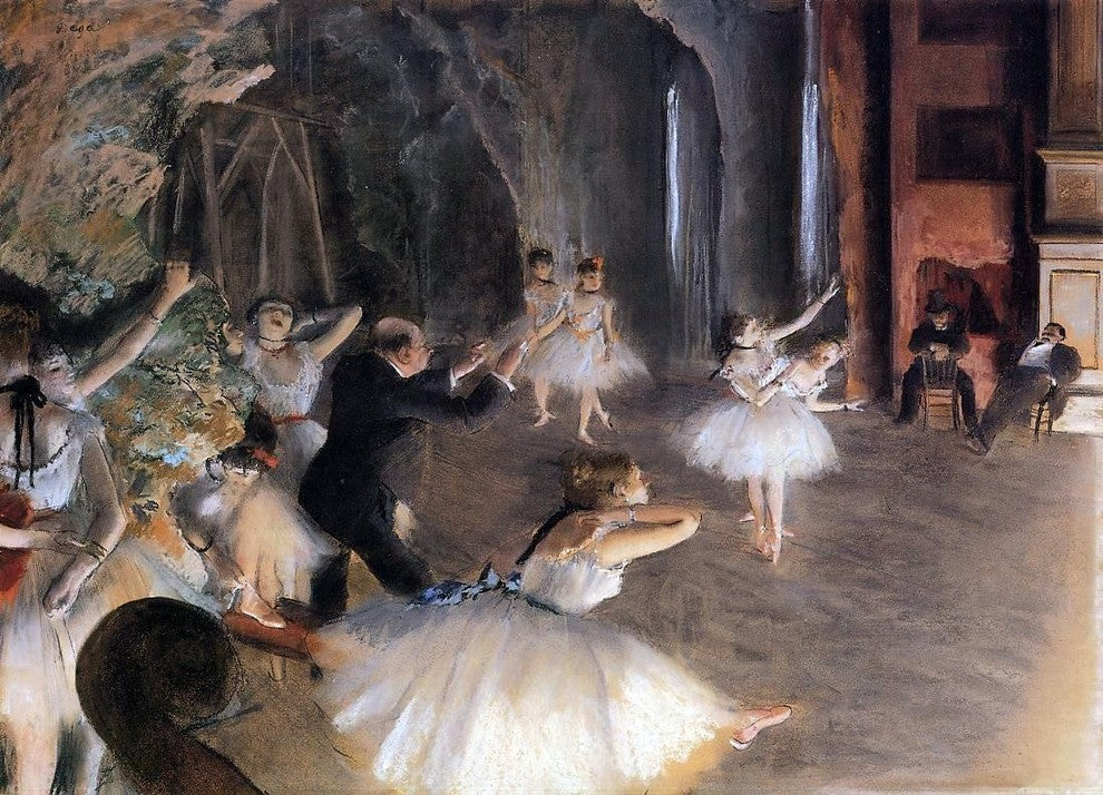 Edgar Degas The Rehearsal on Stage, 18"x27" Gallery Wrapped Canvas Print