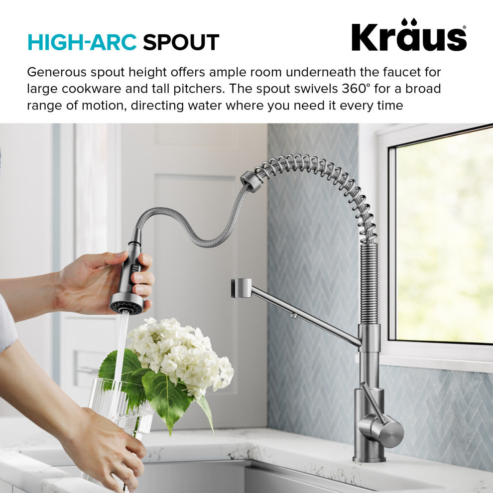 Bolden Commercial Style 2-Function Pull-Down 1-Handle 1-Hole Kitchen Faucet, Spot Free Stainless Steel (Filter Kitchen Faucet)