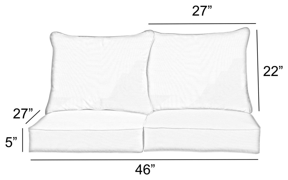 Sorra Home Pensacola Multi Deep Seating Loveseat Pillow Cushion Set, 27x23x5