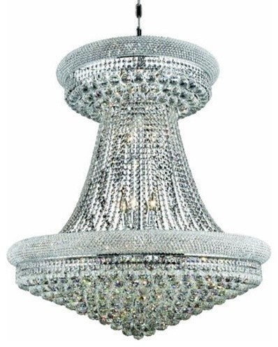 Elegant Primo Foyer Hall Light, Chrome Finish With Royal Cut Crystal