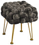 Crushed Velvet Pouf Stool, Chocolate, 16''x16''x16''