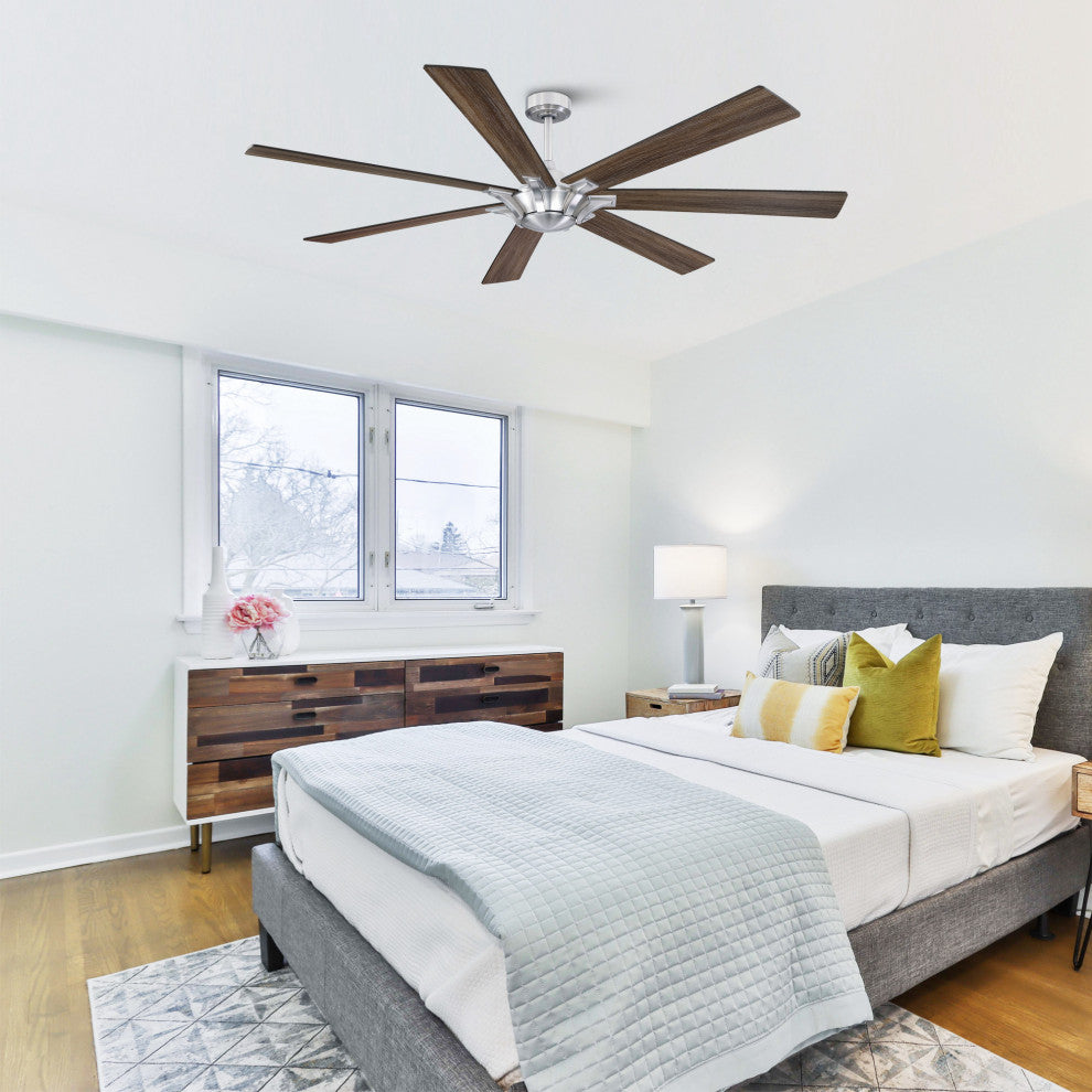 Whose Lamp 72-inch Large Ceiling Fan with Remote Control, Brushed Nikel