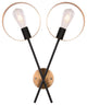 2-Light Black and Gold Metal Wall Sconce